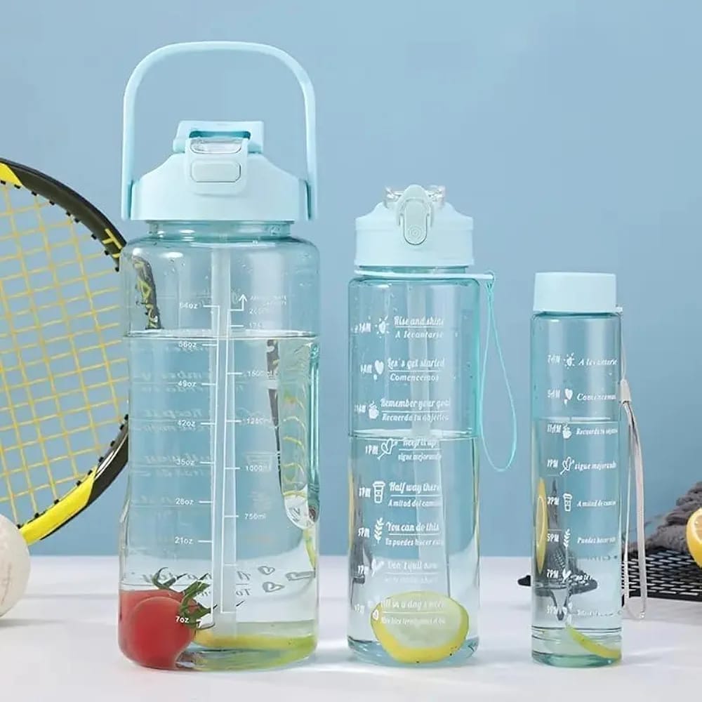 3-Piece Transparent Water Bottle
