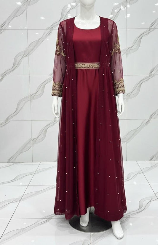 3-Piece Embroidered Pearl Maxi