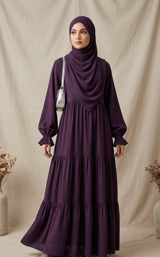 3 Frill Platted Abaya