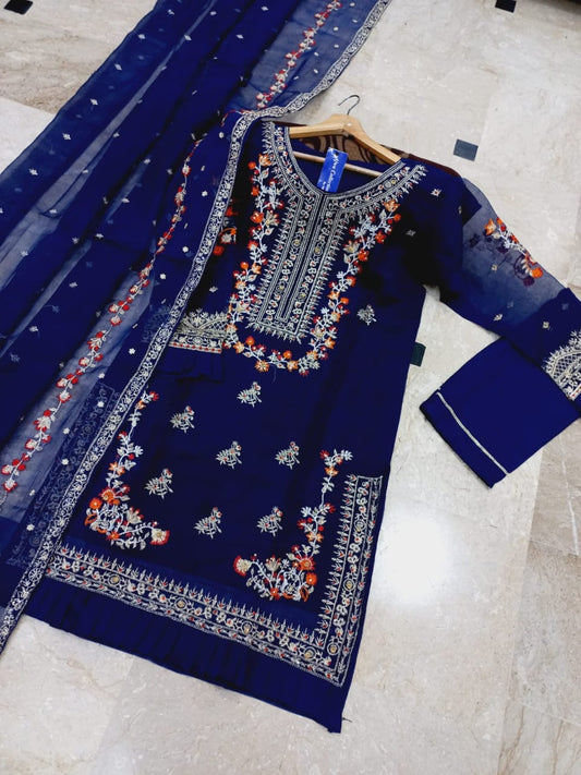 3Pcs Embroidered Handwork Suit