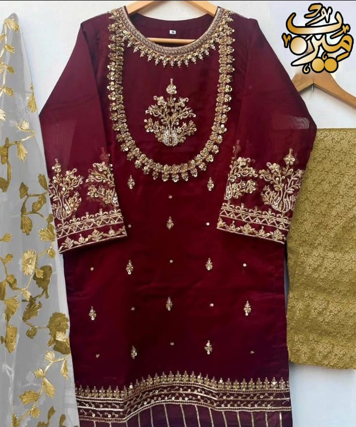 3Pcs Embroidered Shirt