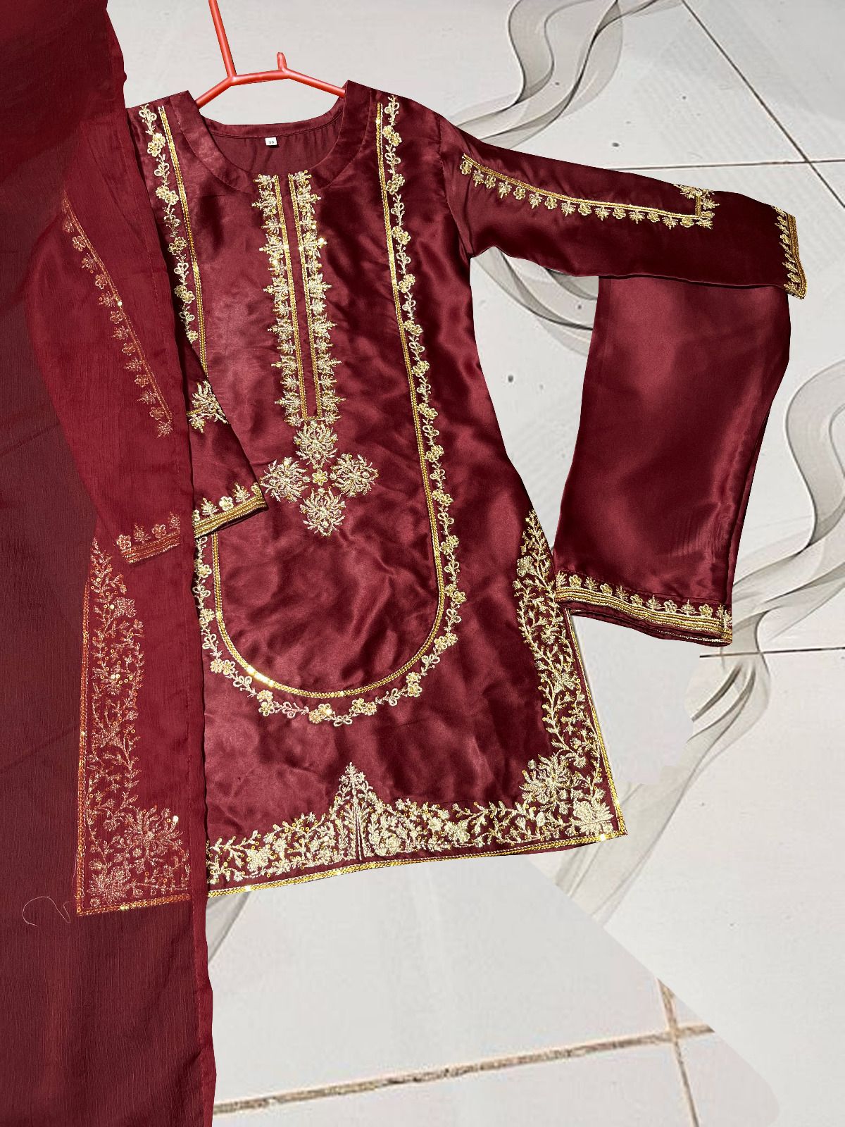3Pcs Kids Embroidered Suit