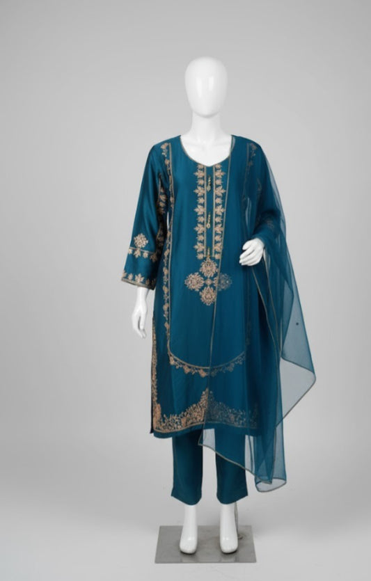 3Pcs Embroidered Suit