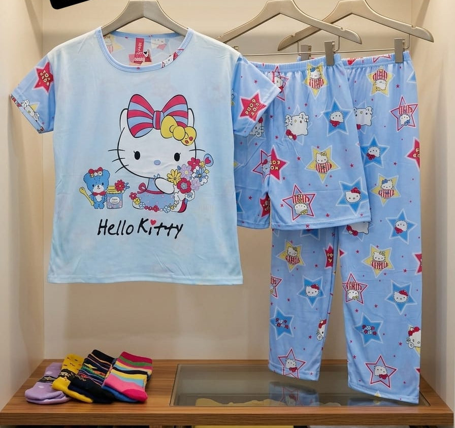3 Piece Printed Night Suit Set