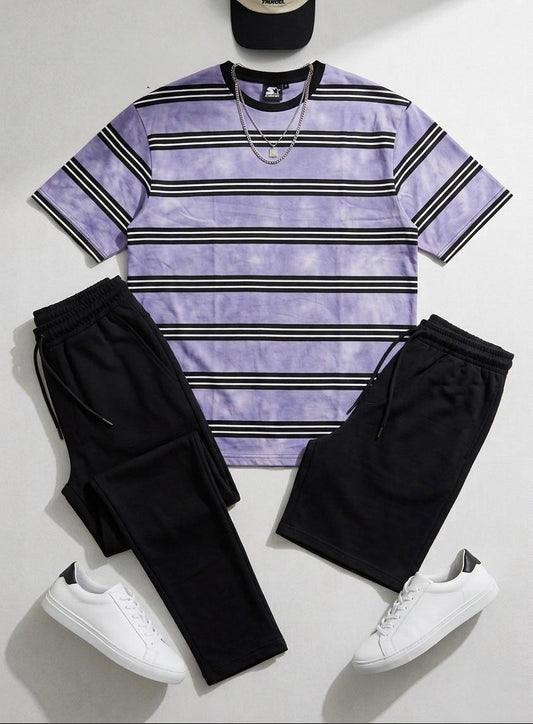3 Piece Stripe Drop Shoulder