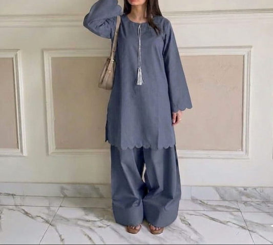 Cutwork Kurti with Farshi Shalwar