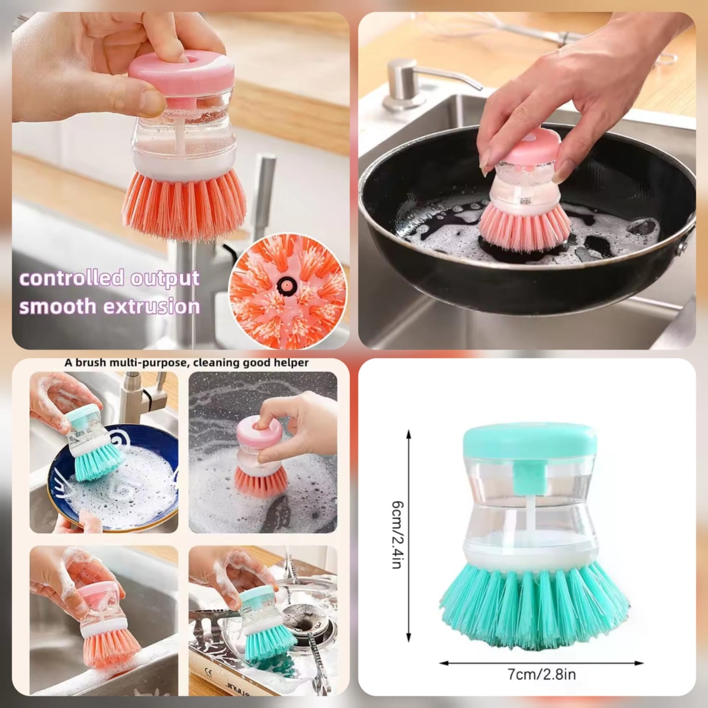 Liquid Dish Cleaning Brush – Pack of 4