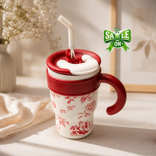 Flower Printed Stainless Steel Tumbler
