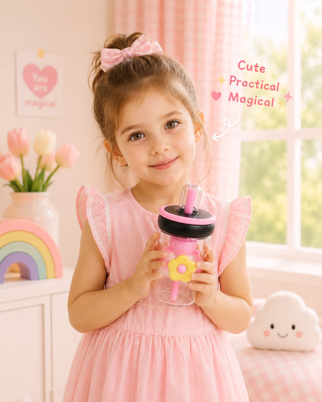 Kids Flower Sipper Bottle – 400ml
