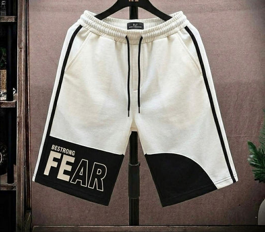 Panel Stripe Fear Printed Baggy Short