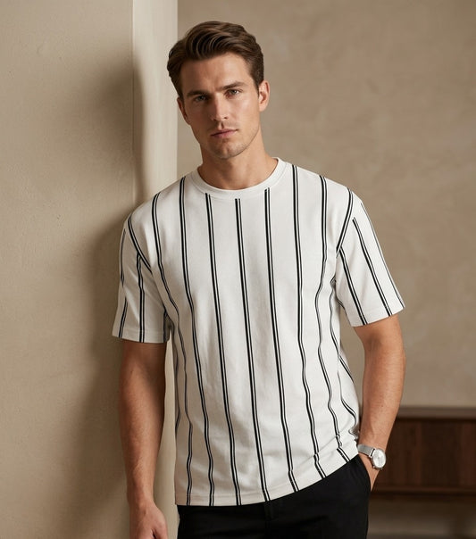 Stripe Printed Drop Shoulder