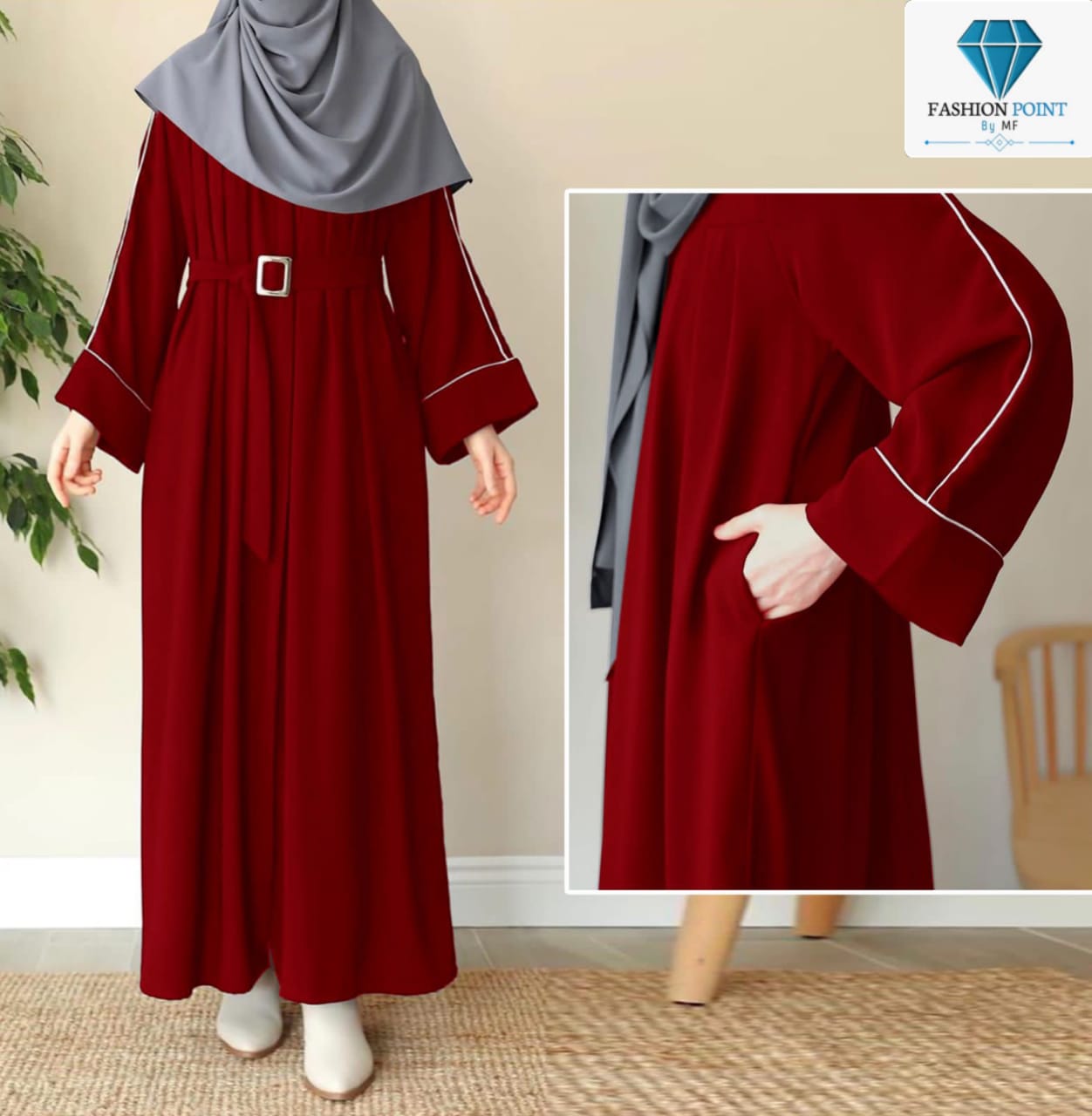 Front Platted Zip Abaya