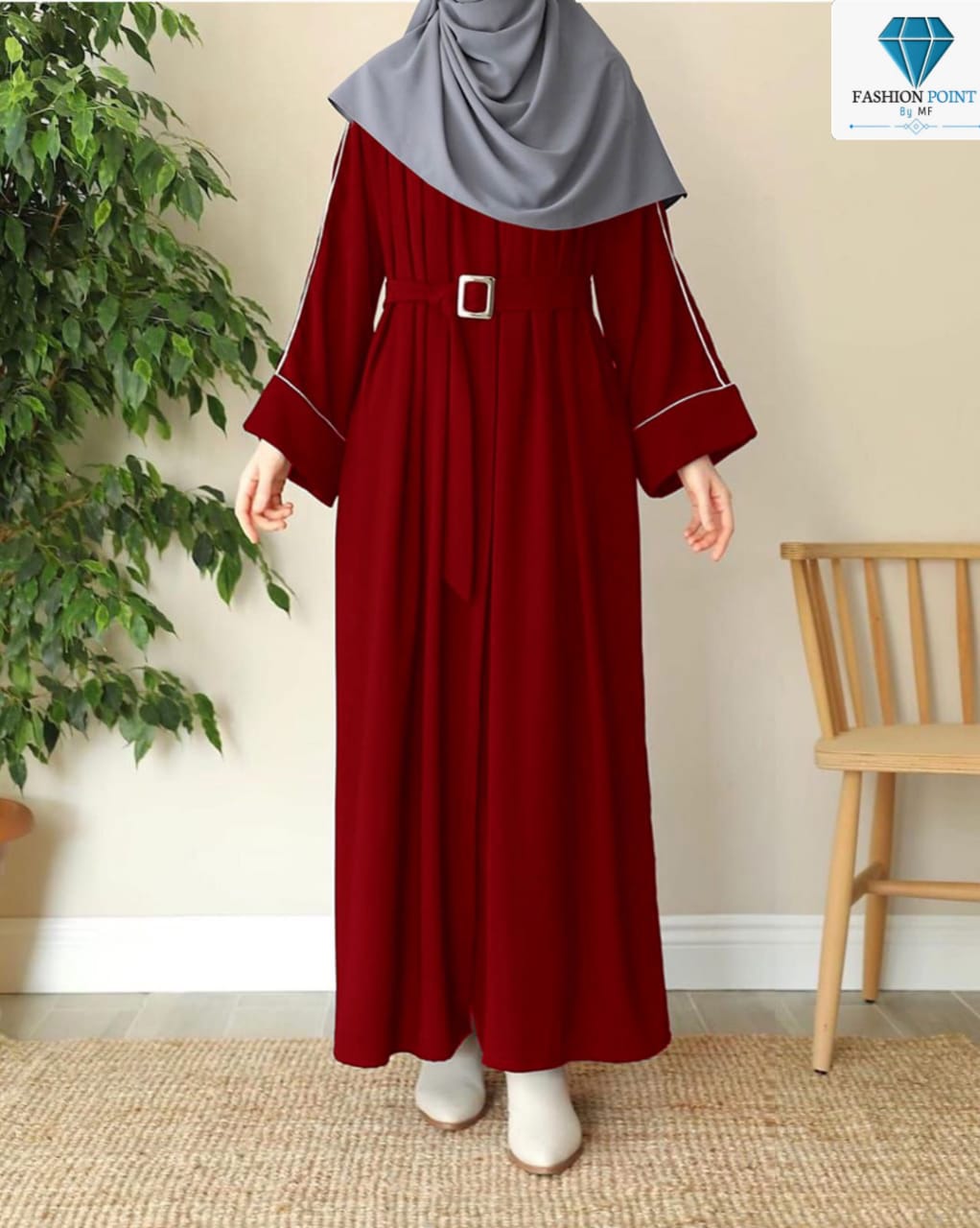 Front Platted Zip Abaya