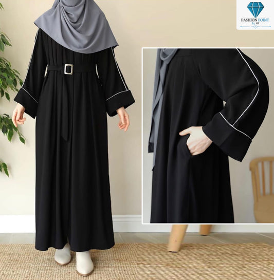 Front Platted Zip Abaya