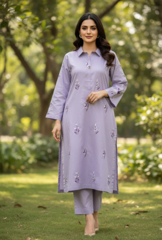 2Pcs Embroidered Suit