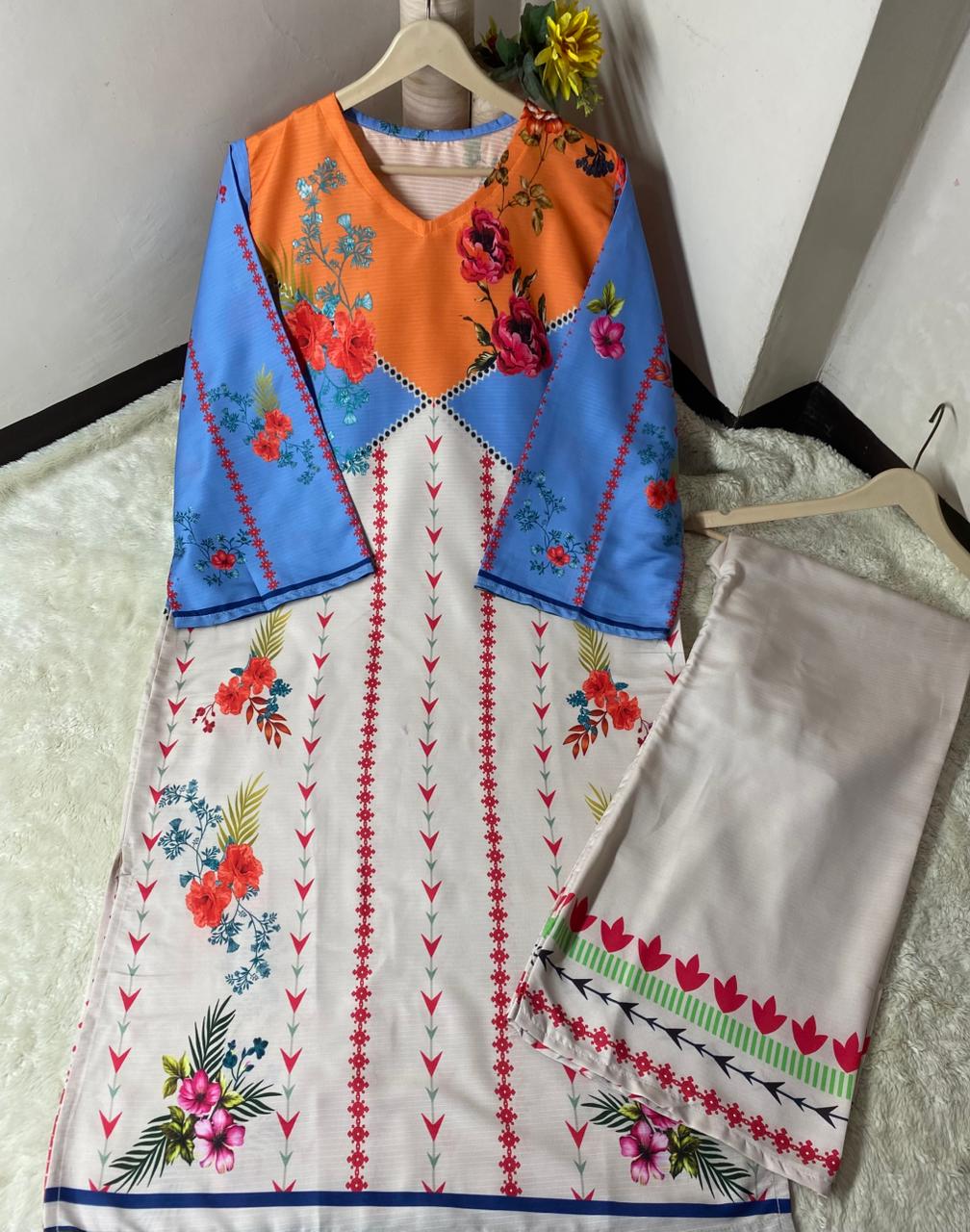 2-Piece Long Printed Kaftan