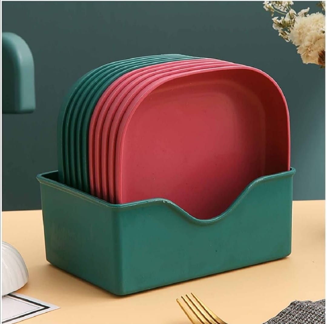 Pack Of 10 Square Plate Set