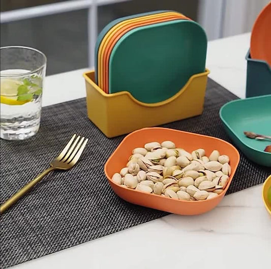 Pack Of 10 Square Plate Set