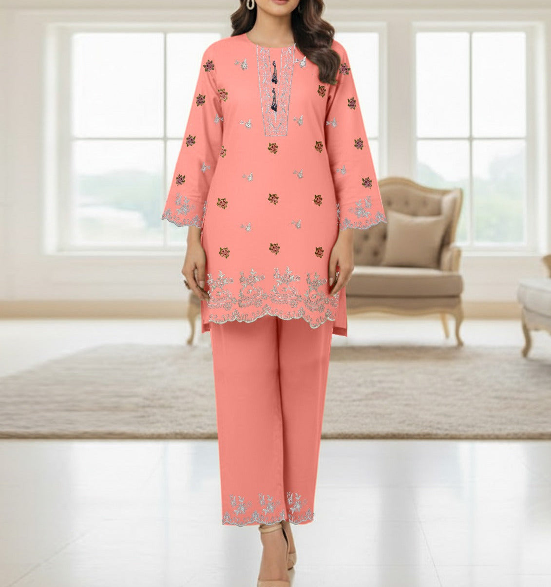 2-Piece Embroidered Suit