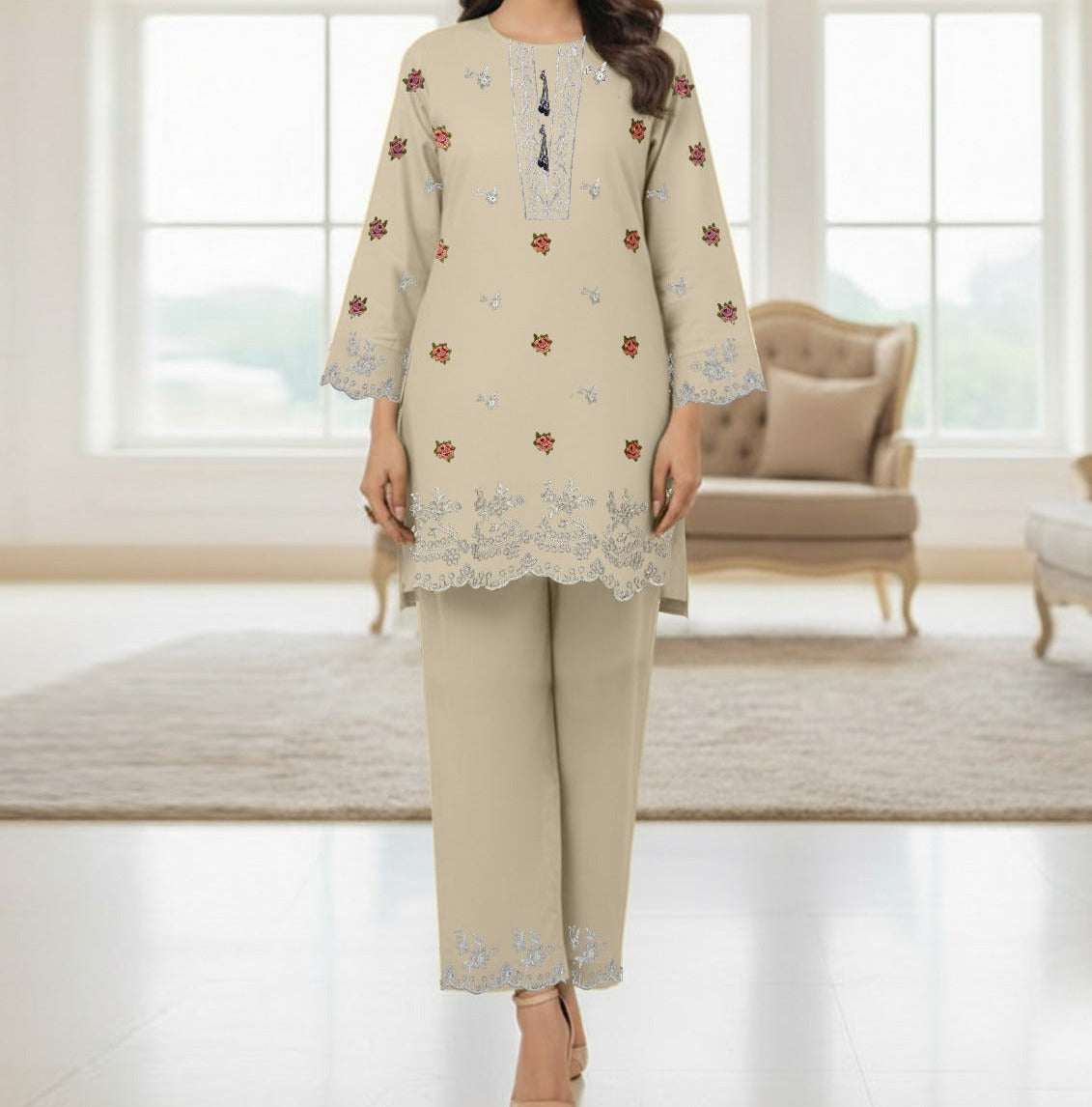 2-Piece Embroidered Suit