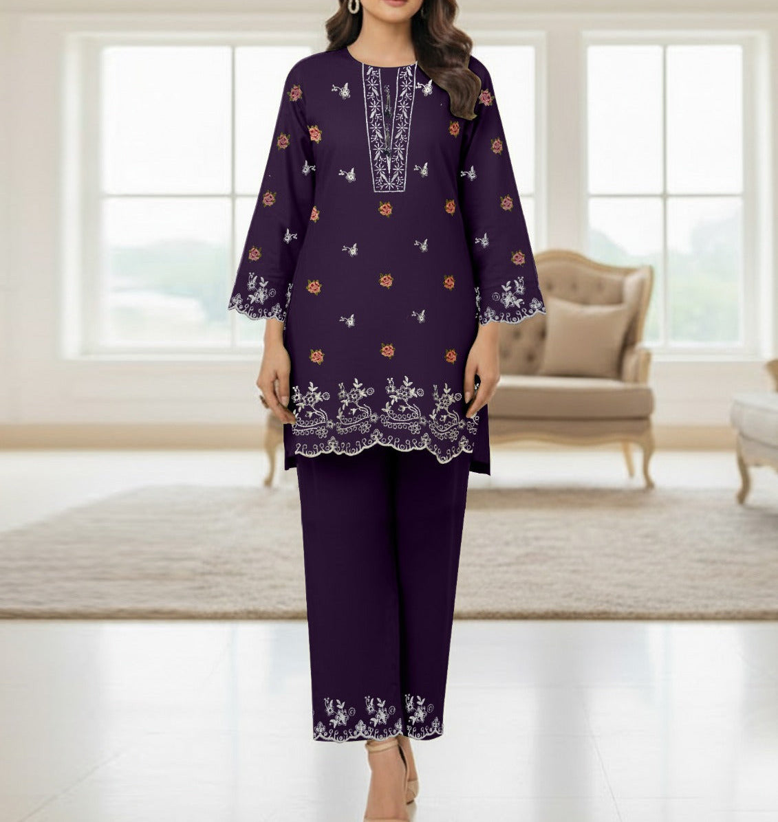2-Piece Embroidered Suit