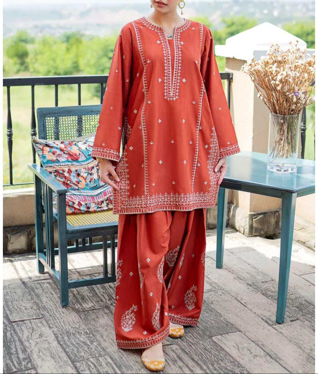 2-Piece Embroidered Suit