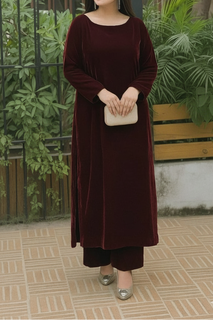 2-Piece Velvet Long