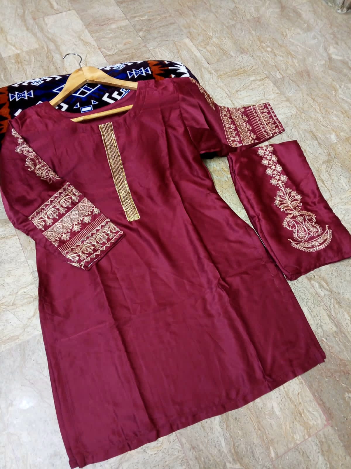 2PC Embroidered Suit