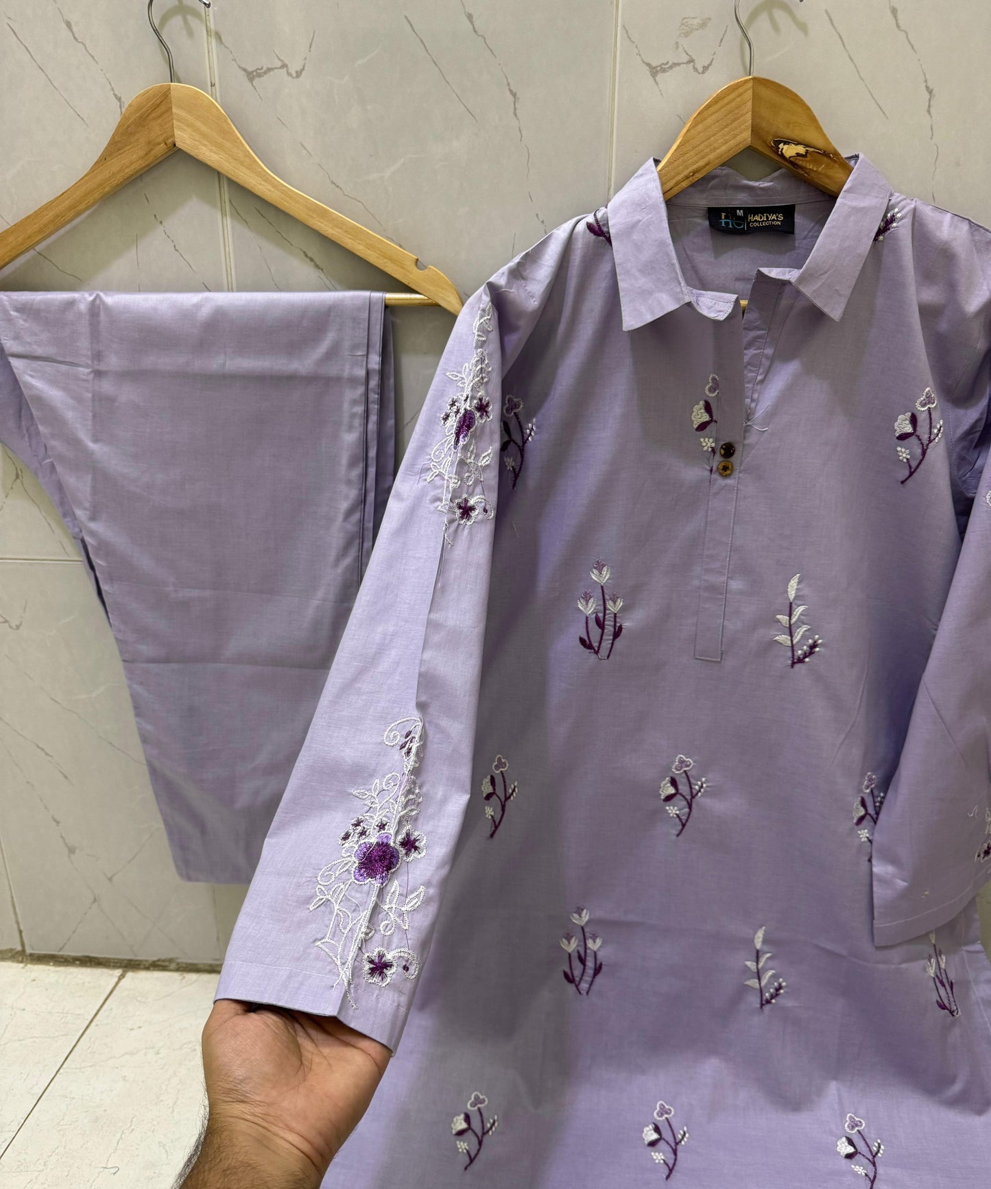 2Pcs Embroidered Suit