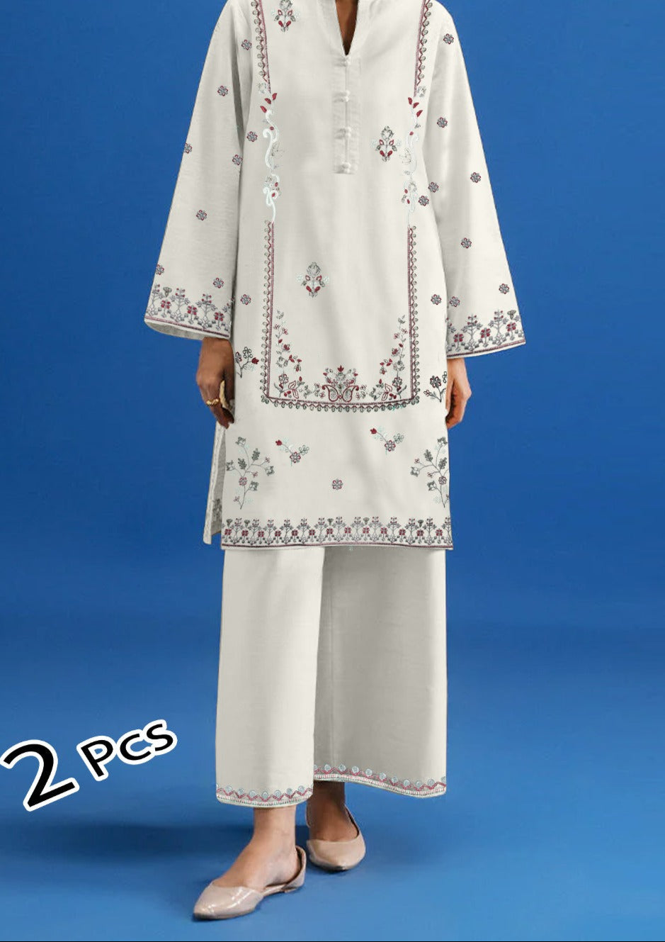 2Pcs Embroidered Suit