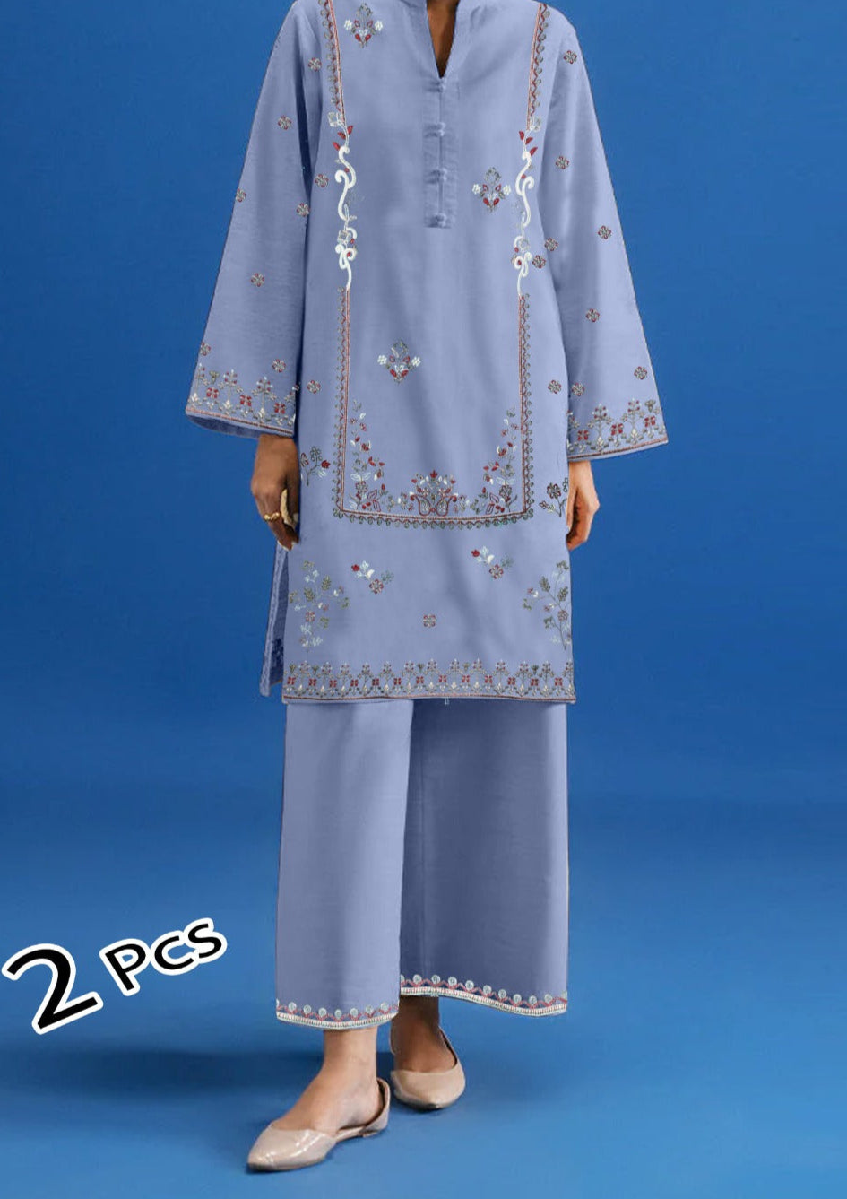 2Pcs Embroidered Suit