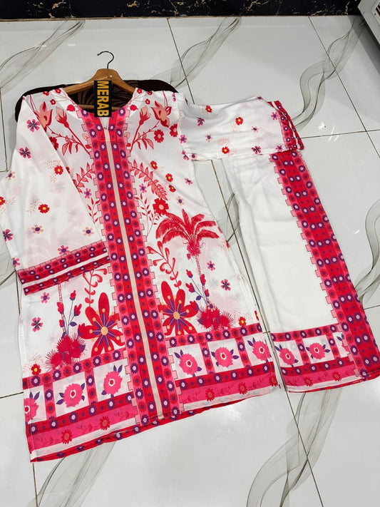 2 Pcs Lawn Co- Ord Set