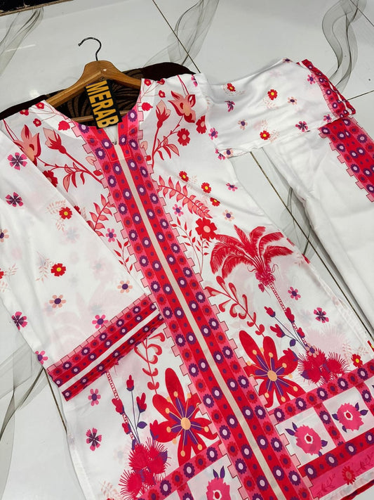 2 Pcs Lawn Co- Ord Set