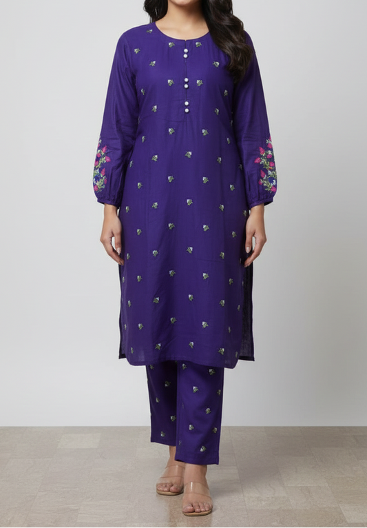 2 Pcs Embroidered Suit