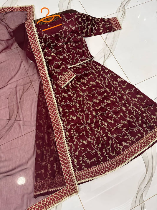 3-Piece Embroidered Maxi