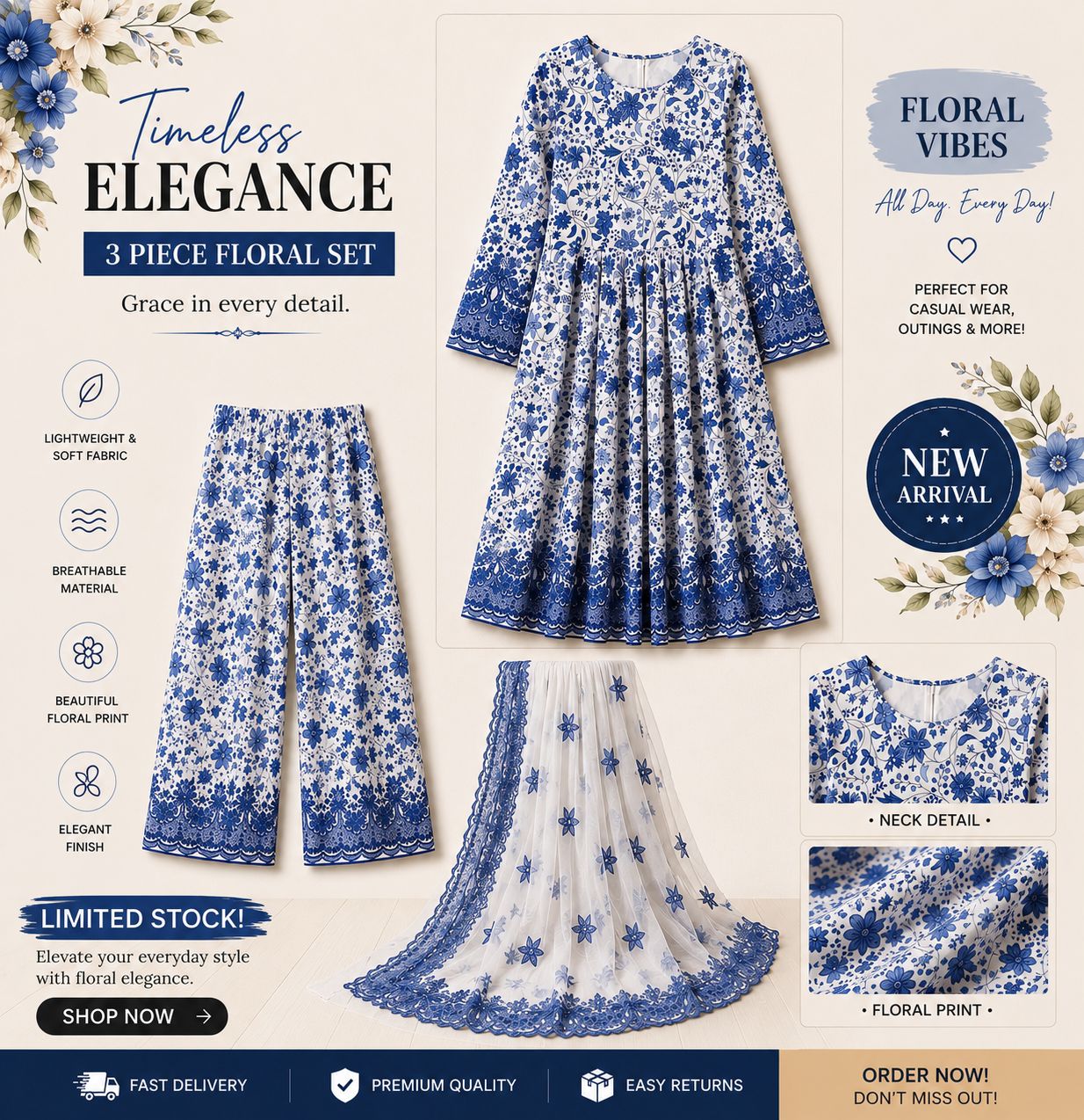 3-Piece Maxi Dress