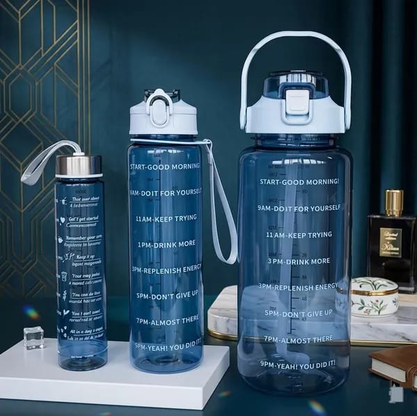 3-Piece Transparent Water Bottle
