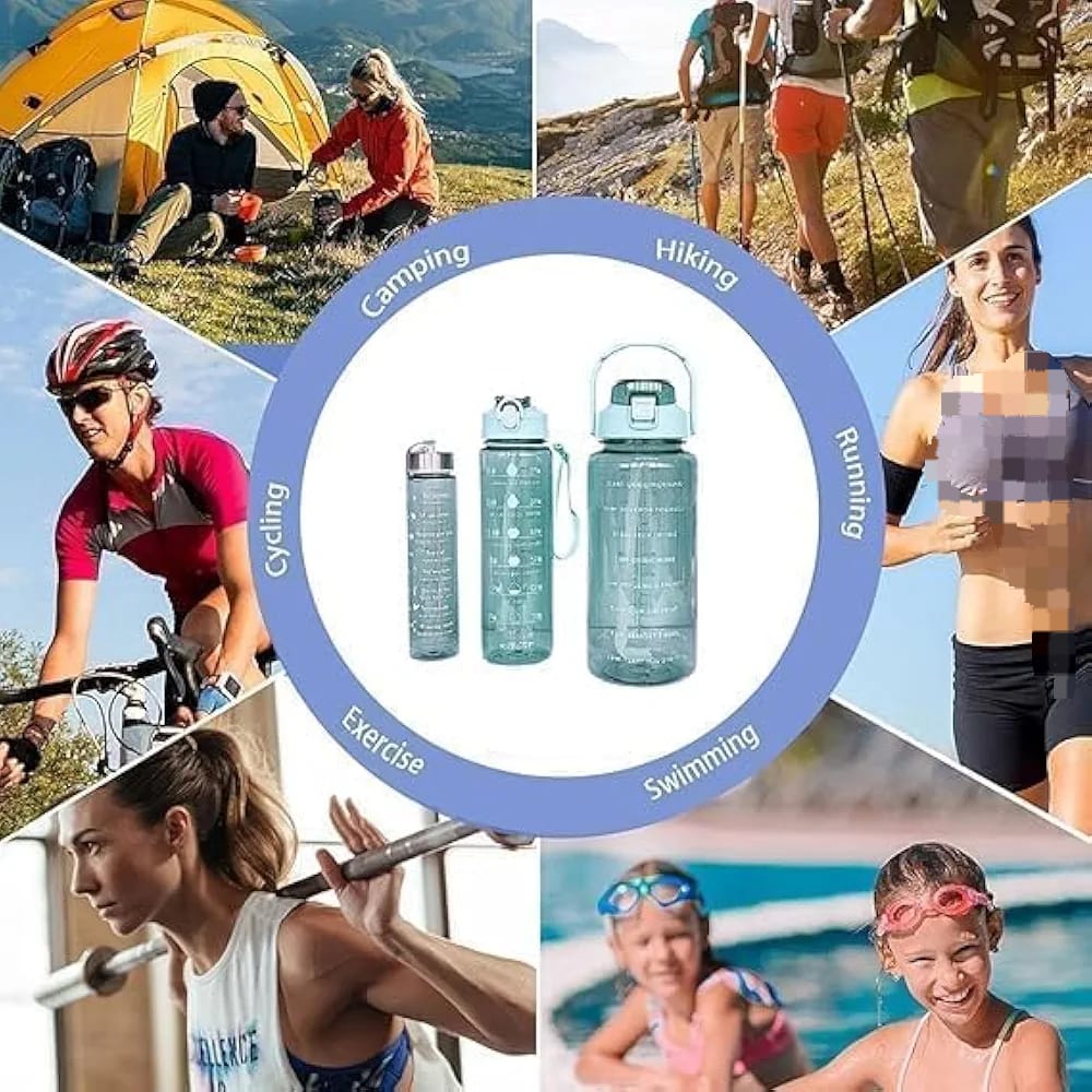 3-Piece Transparent Water Bottle