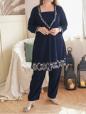 3-Piece Velvet Embroidered Suit