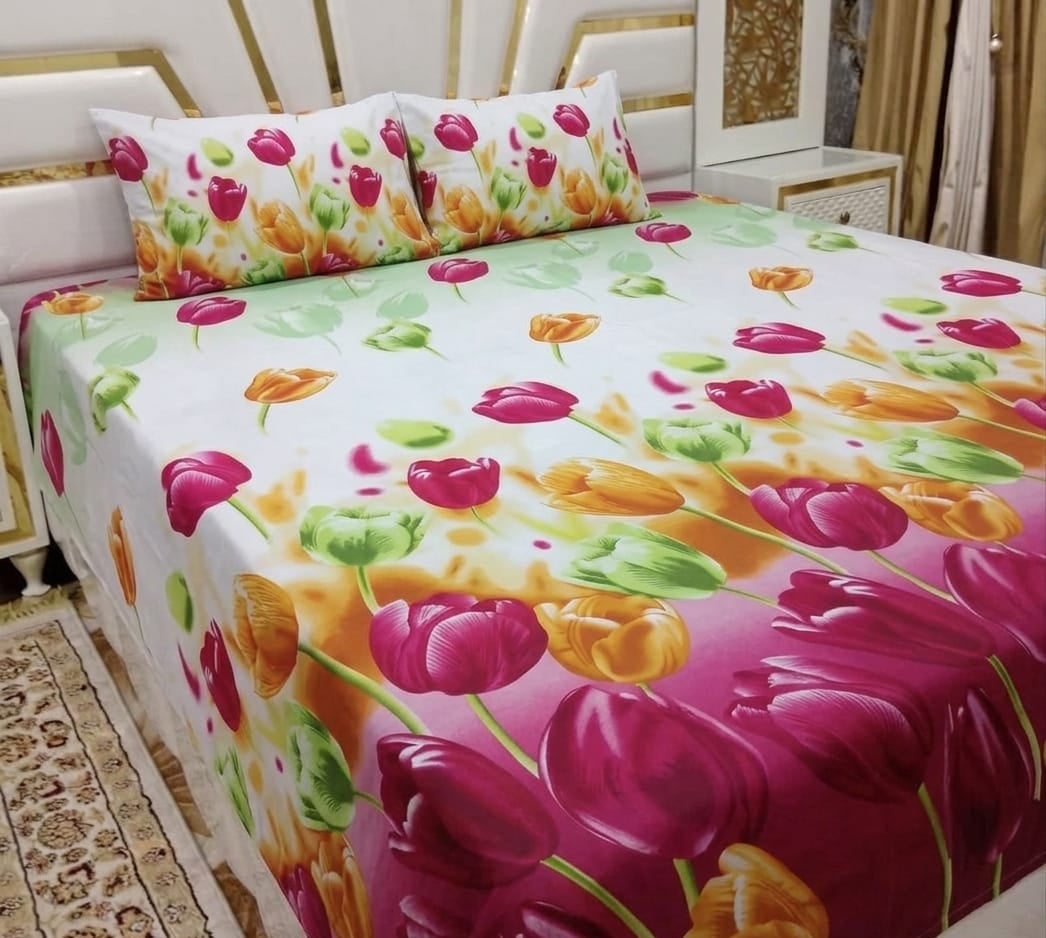 3D Cotton Satin Bedsheet