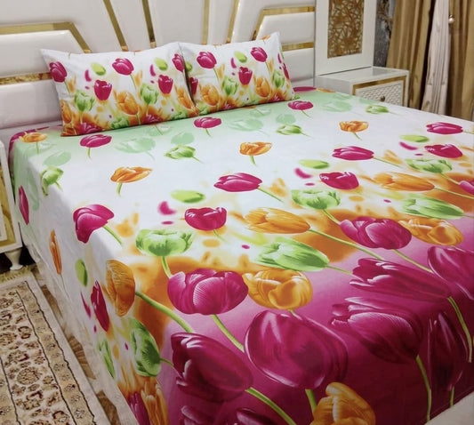 3D Cotton Satin Bedsheet