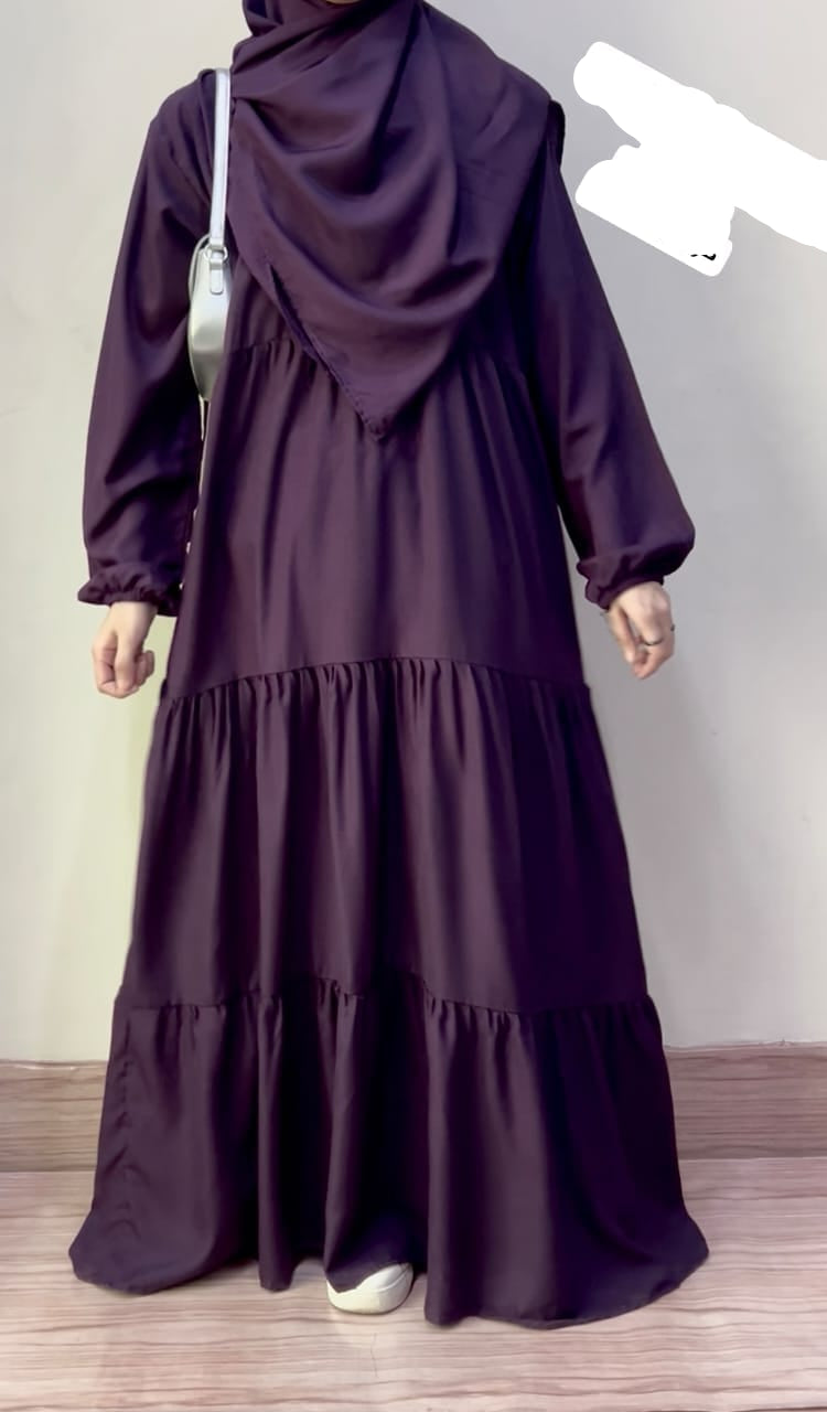 3 Frill Platted Abaya