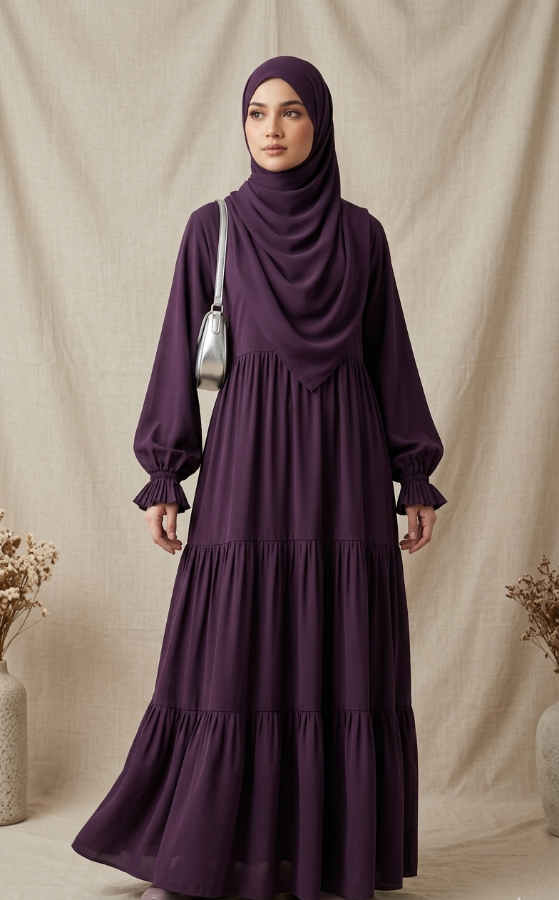 3 Frill Platted Abaya