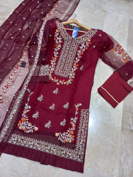 3Pcs Embroidered Handwork Suit