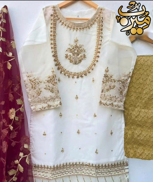 3Pcs Embroidered Shirt