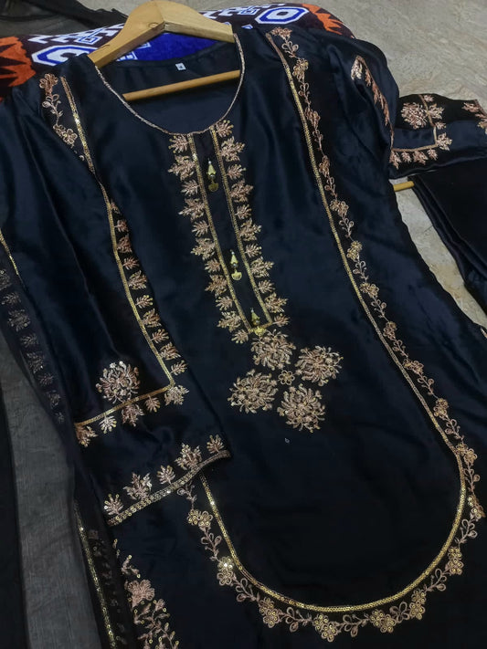 3Pcs Embroidered Suit