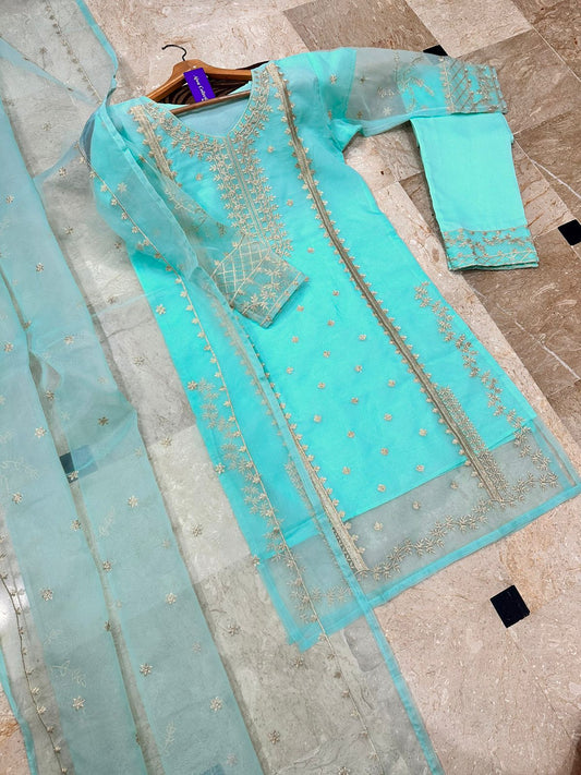 3Pcs Heavy Embroidered Suit