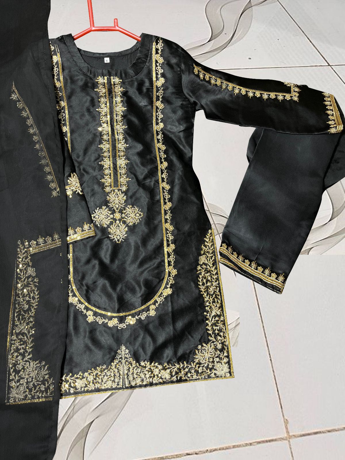 3Pcs Kids Embroidered Suit