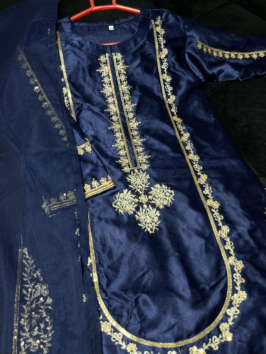 3Pcs Kids Embroidered Suit