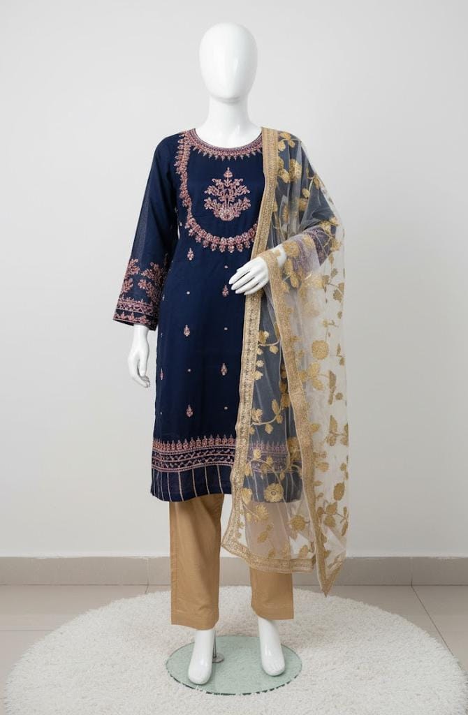 3Pcs Embroidered Shirt